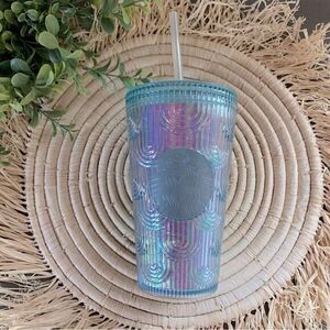 STARBUCKS Iridescent Mermaid Scales Grande 16oz Reusable Tumbler With Straw Blue